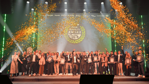 Alle Gewinner auf der Bühne des 18. Shop Usability Award